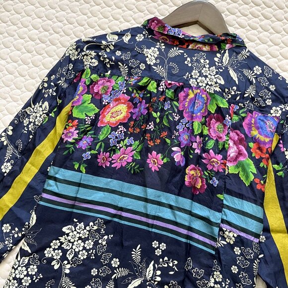$349 NWD Johnny Was Silk Floral Long Sleeves Blouse Size S - Picture 9 of 11